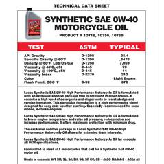 Olio Moto SAE 0W-40 Sintetico Lucas Oil 